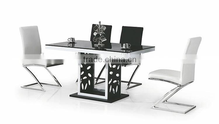 Modern metal base dining room chair high density foam leather seat dining chair