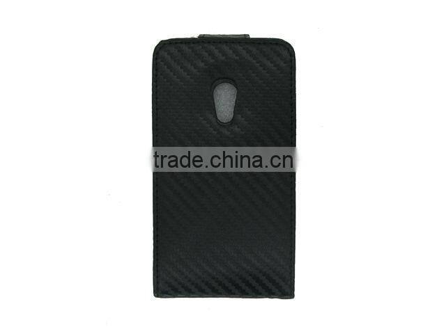 Flip Leather Case with Carbon Fiber for sony ericsson X10