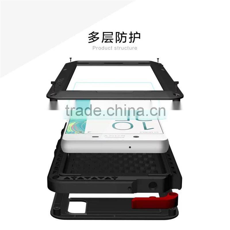 For Sony Xperia X Case Love Mei Powerful Rugged Waterproof Shockproof Dirtproof Case with Glass Metal Aluminum case