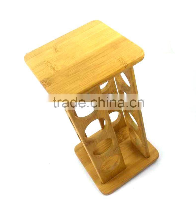 BH010/ 2016 Rolling Up Revolving Organic Bamboo Spice Jar Rack
