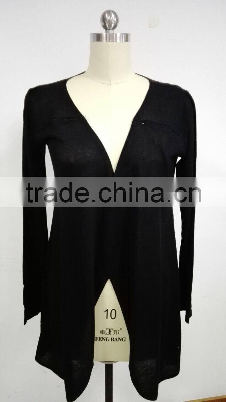 16JW01 woman bamboo cotton blend knitted summer cardigan