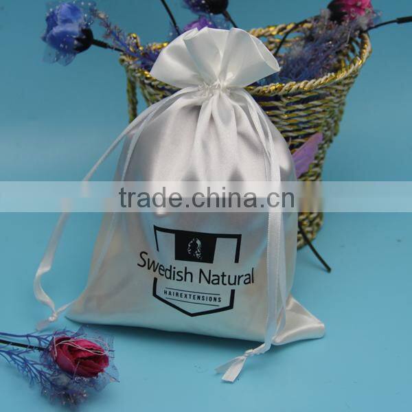 China luxury colorful satin hair bundles packing pouch