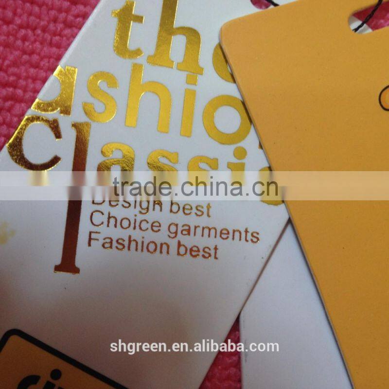 hot stamping silver logo paper swing tag for clothing