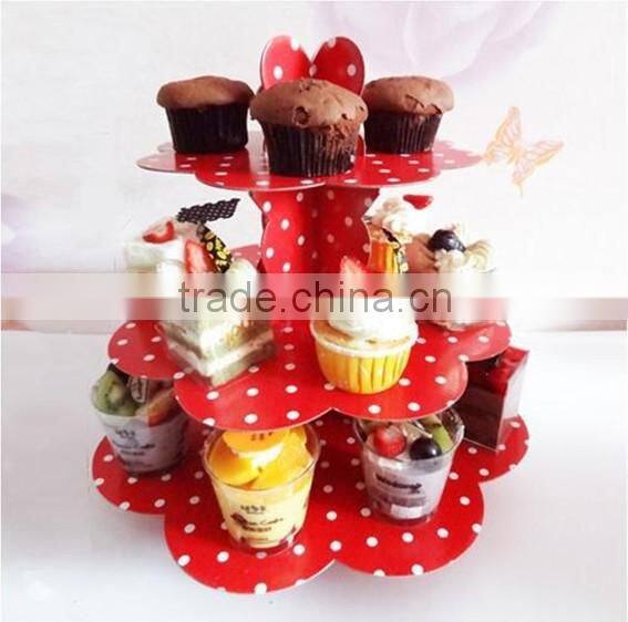 3 Tier Round Cake Cupcake Stand Cake Stand Green with Gold Line Birthday Wedding Party Display