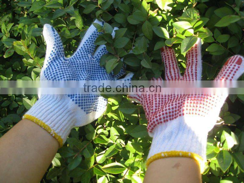 China cotton yellow white dots gloves
