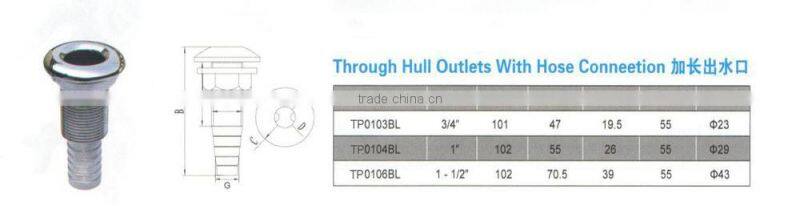 China high quality yacht through hull outlets with hose connection,marine through hull outlets with hose connection