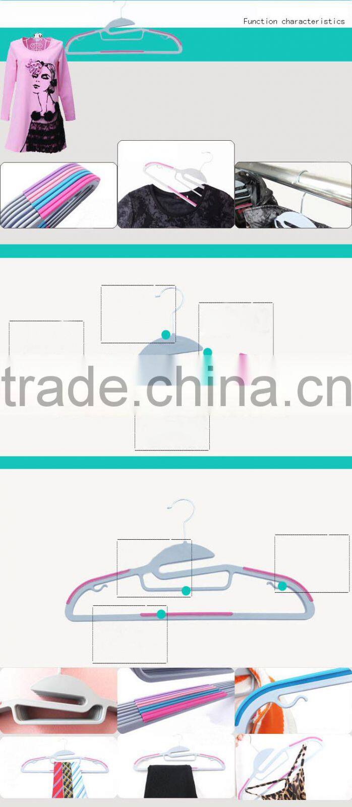 anti-slip laundry clothes hanger/closet clothes hanger hook package of 10 pcs-green