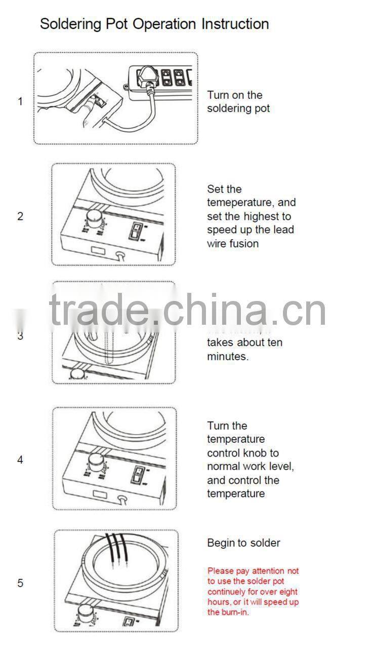 180W titanium round lead free soldering tin melting pot