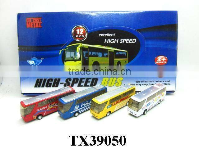 metal toy diecast bus model with light & music