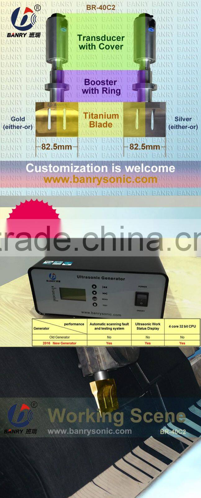 Ultrasound Ultrasonic wave 40kHz Raw natural rubber cutting blade cutter