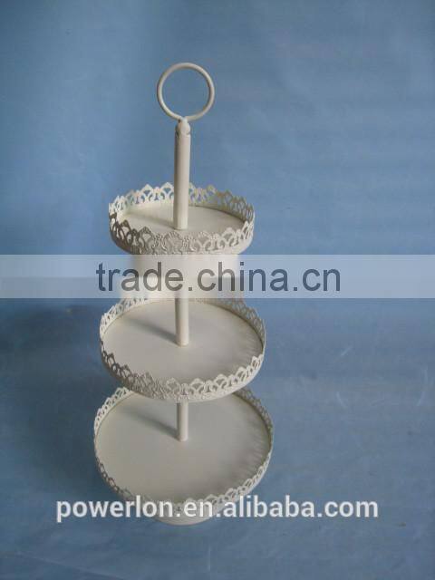 3-tier shabby chic wedding metal cake for stand