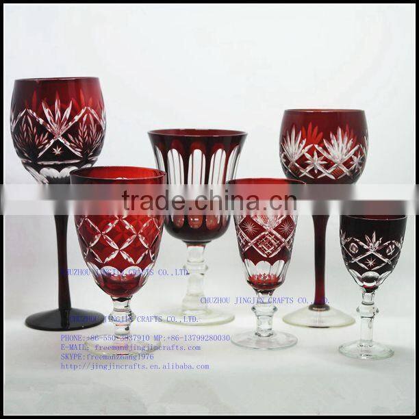200ml blue colored series hand cut hotel banquet wine glass