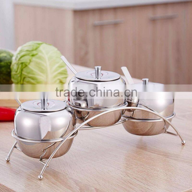 3 Pieces Stainless Steel Magnetic Spice Jar Set
