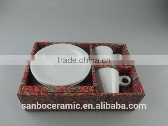 Stock Middle East White Porcelain Coffee Cup for espresso,Tea Cup Set with Gife Box
