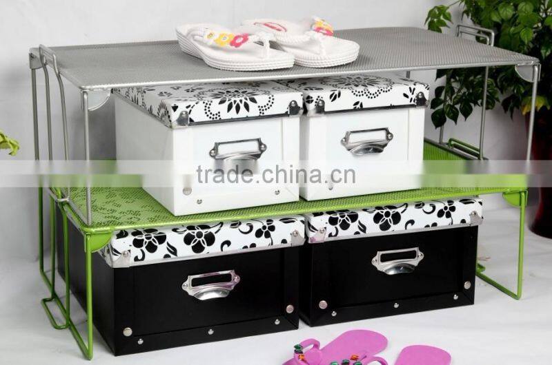 Hangzhou Wholesales 2 Tier Metal Mesh Home Storage Rack/Stackable Sundry Organize Stand