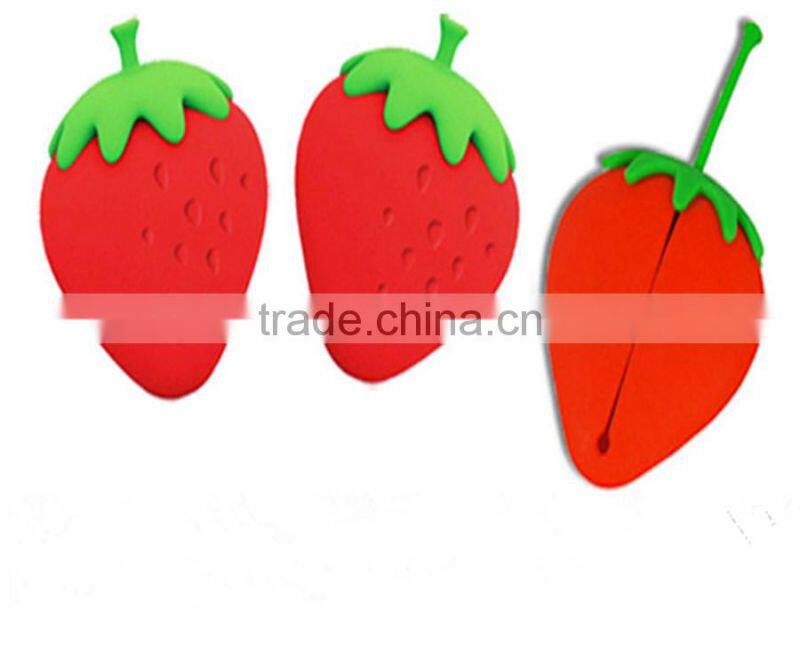 New Design Strawberry Silicone Key and Coin Bag Key Holder promotion gift