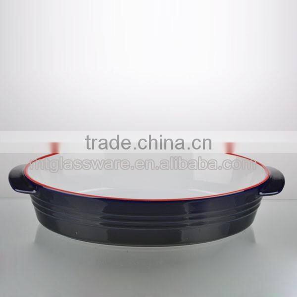 Roundness 13.5"*10"black color casserole dish ceramic/xate