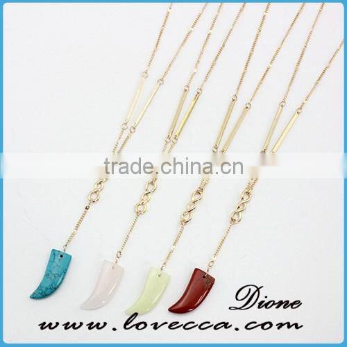 Wholesale synthetic gemstone tassel necklace with long gold druzy chain