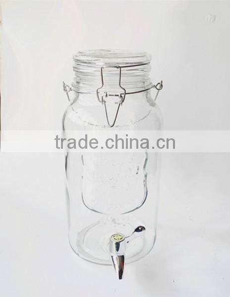 ice cold airtight portico glass drink dispenser with metal clip top lid