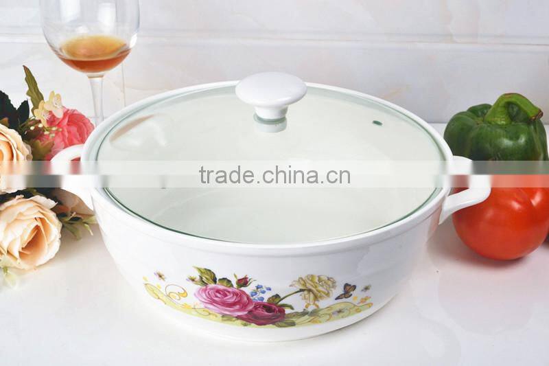ceramic cookware pot with glass lid & metal stand