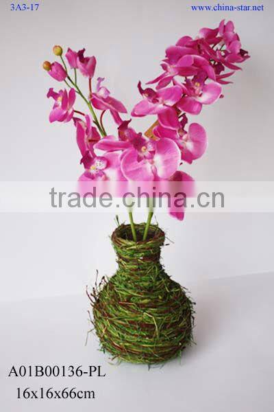 artificial orchid potted with vase