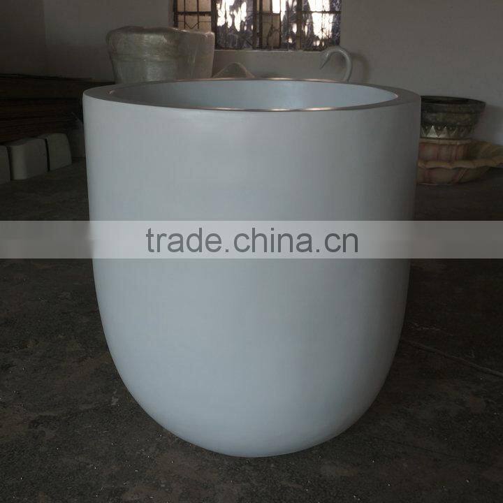 Round modern fiberglass flower pot