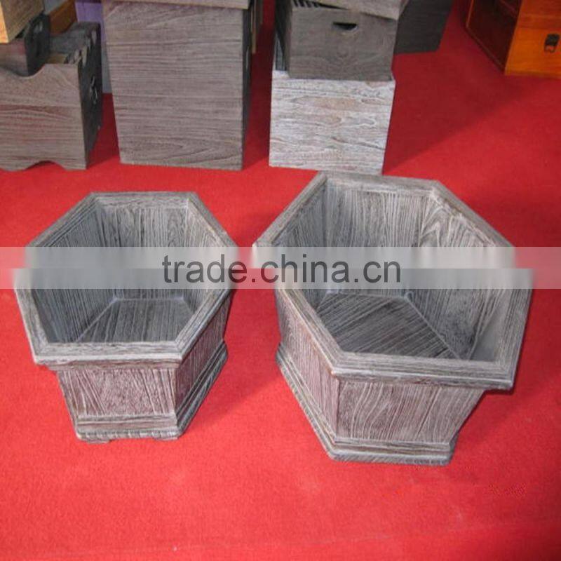 Natural design wood garden flower pot