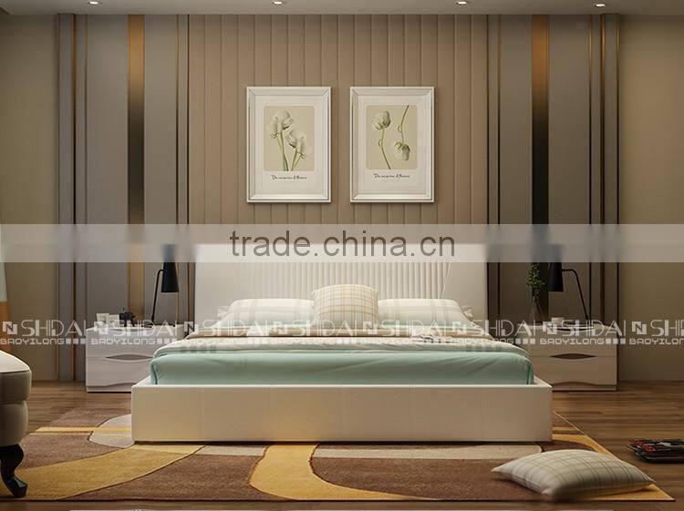 Gorgeous Modern Tufted Queen Size White PU Leather bed B9032