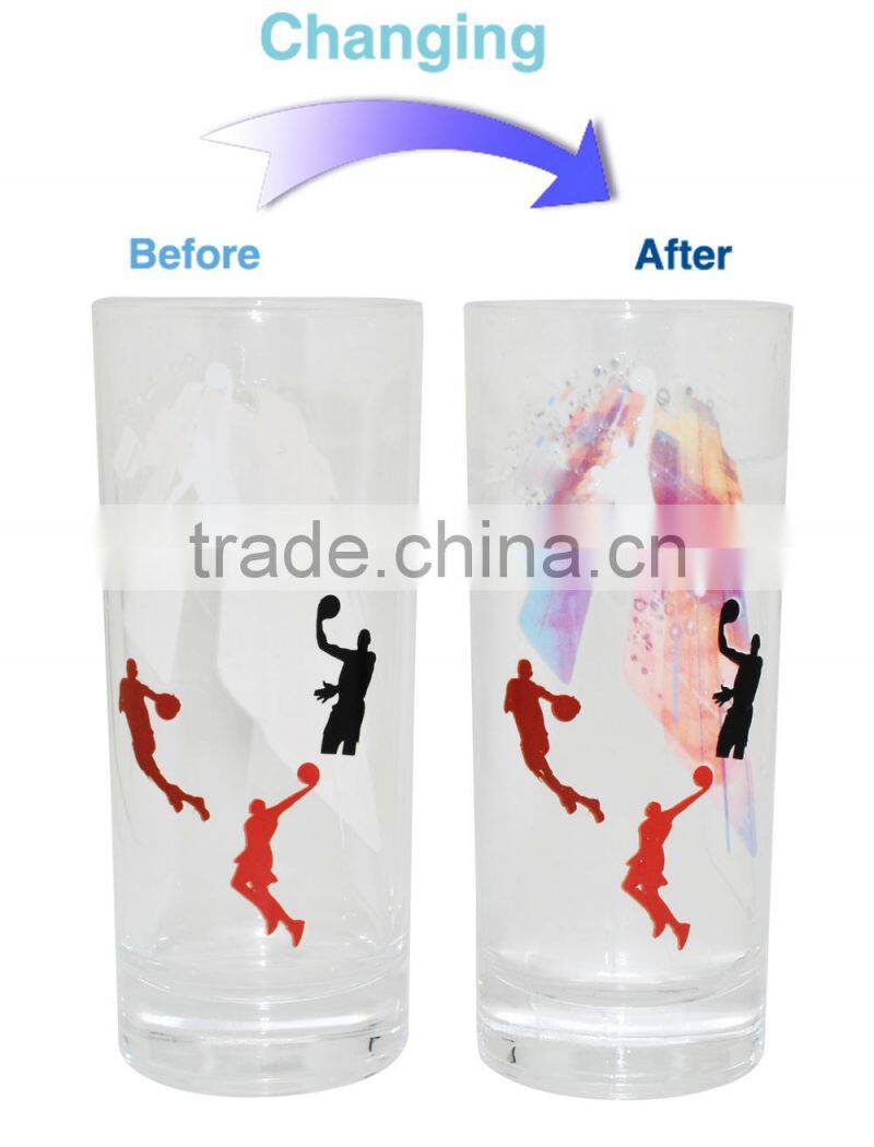 hot sale clear glass food grade custom glass mugs with color changing