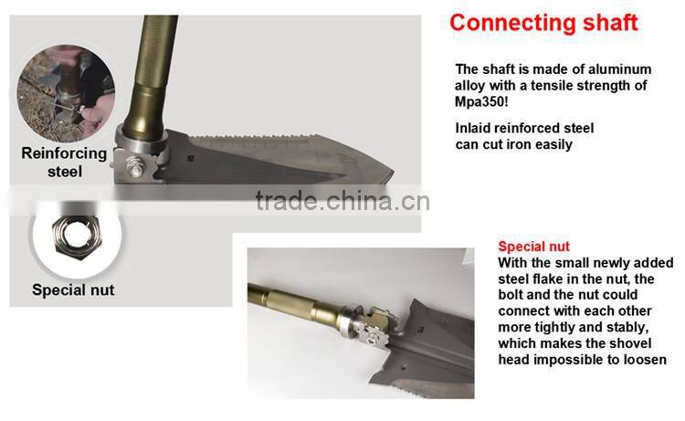 New Idea Outdoor Jeep Tools Shovel with Tactical Led Flashlight Knife Axe and Hoe Functions