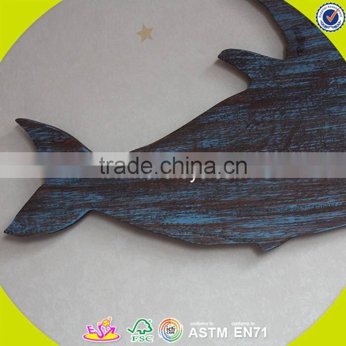 2017 New design wooden wall decoration ideas wholesale cheap whale shape wooden wall decoration ideas W09D018