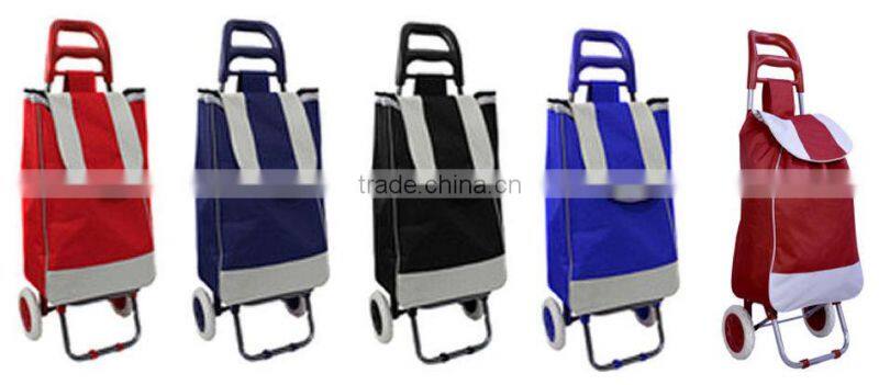 Household Essentials Rolling Shopping Cart with Royal Blue Bag