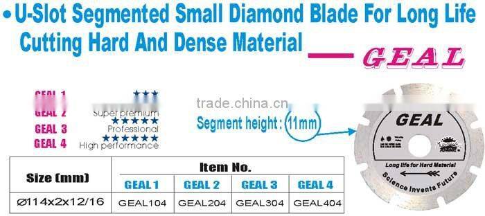 Long Life Cutting for U-Slot Segment Small Diamond Blade (GEAL)