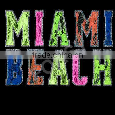heat lace transfer Miami iron on motif