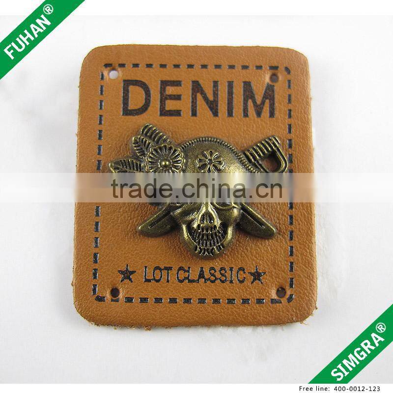 Supply newest fashionable design leather label with crystal