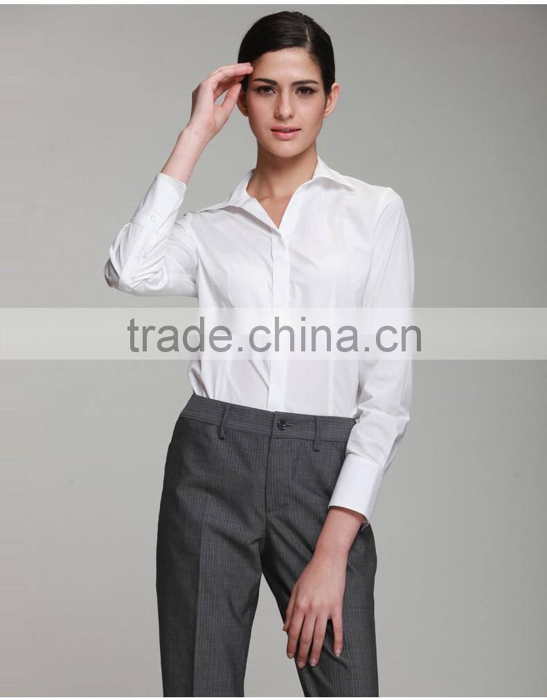 100% cotton classic white slim fit ladies office uniform shirts long sleeve women t shirt dresses shirts
