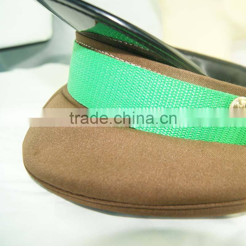 brown army hat with green ribbon for military use cap