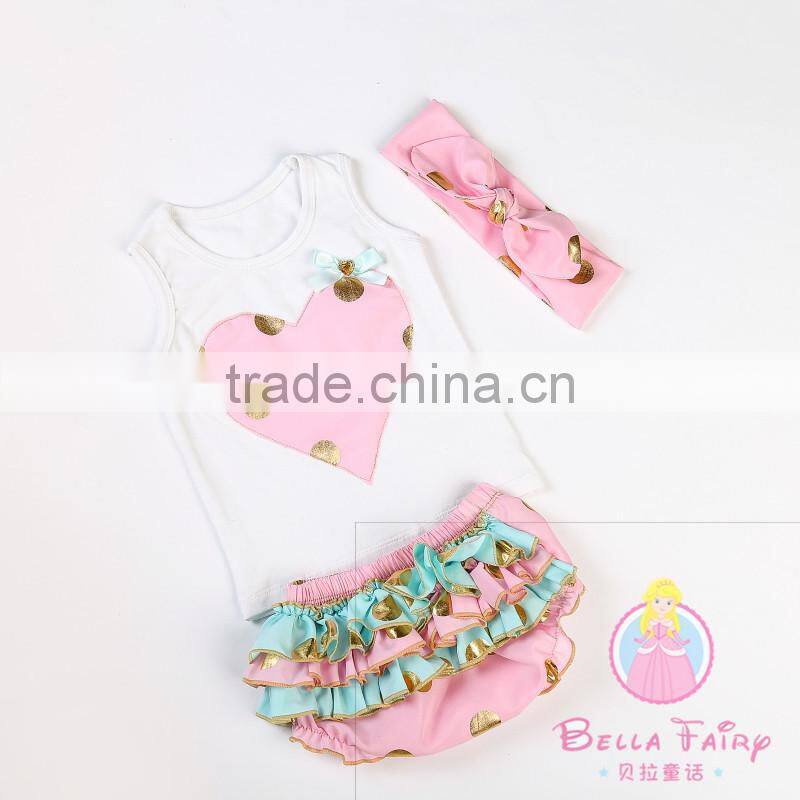 Summer Baby Clothes Romper and headbands set Bow Baby Girls Onesie