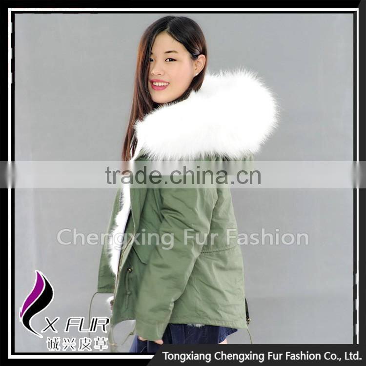 CX-G-P-01B Chinese Wholesale Genuine Fox Fur Lining Raccoon Fur Collar Fur Jacket