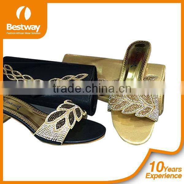 Wholesale price fashionable ladies shoes and bags gold shoes and bags to match