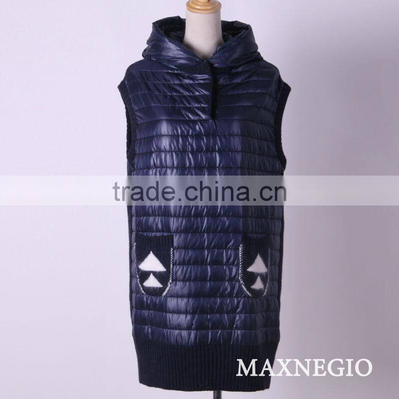 Top quality women sleeveless knitting fashion sweater coat