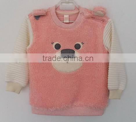 cool baby girls little bear faux fur pink and white coat for winter