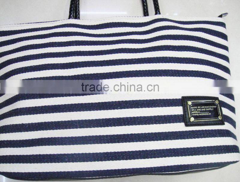 Fashion Lady hot popular stripe canvas shoulder cotton bag