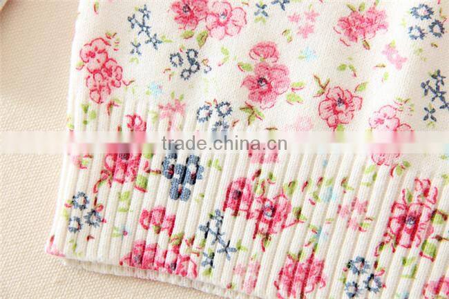 Princess warm fashion pullovers weave knitting pattern round neck cute flower print girls kid sweater