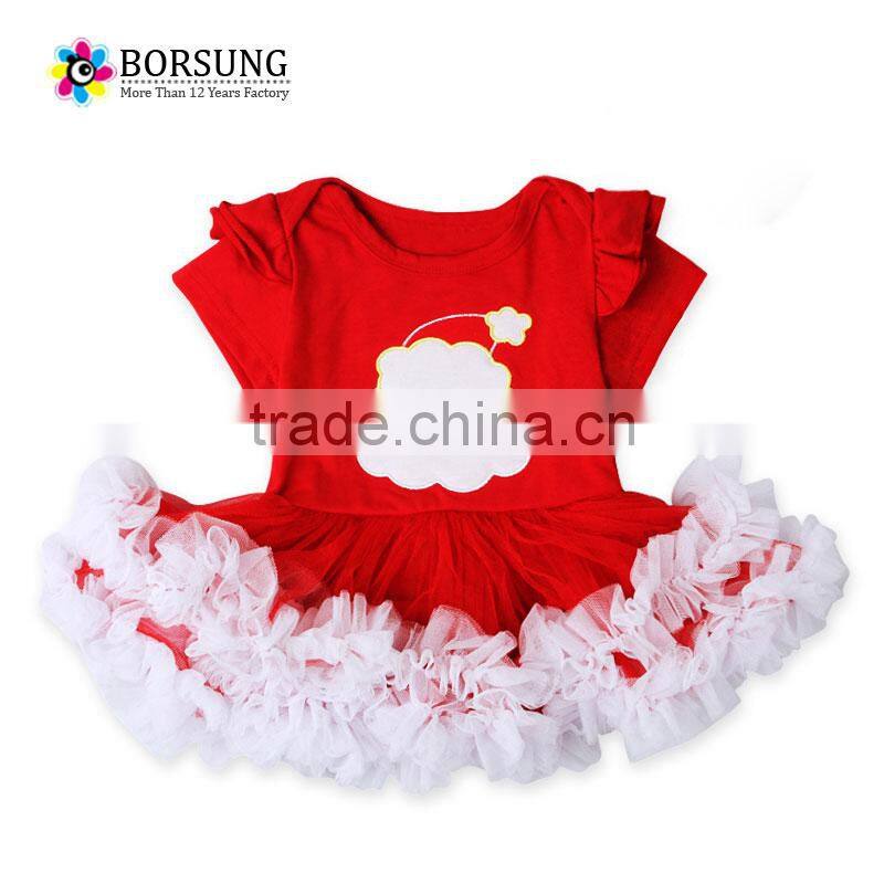 Boutique baby girls short sleeve Santa Claus pattern red tutu party dresses kids christmas clothing