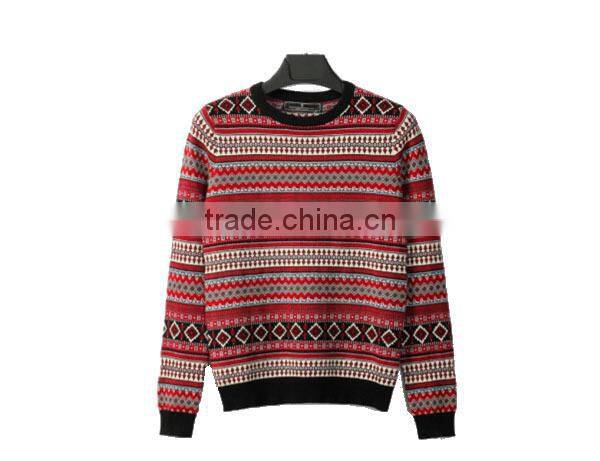 Men 100% cotton intarsia sweater