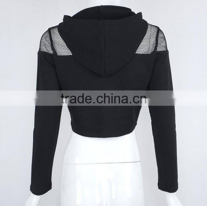OEM/ODM Wholesale Bulk Pullover Swearshirts With Mesh Crop Hoodies for Women
