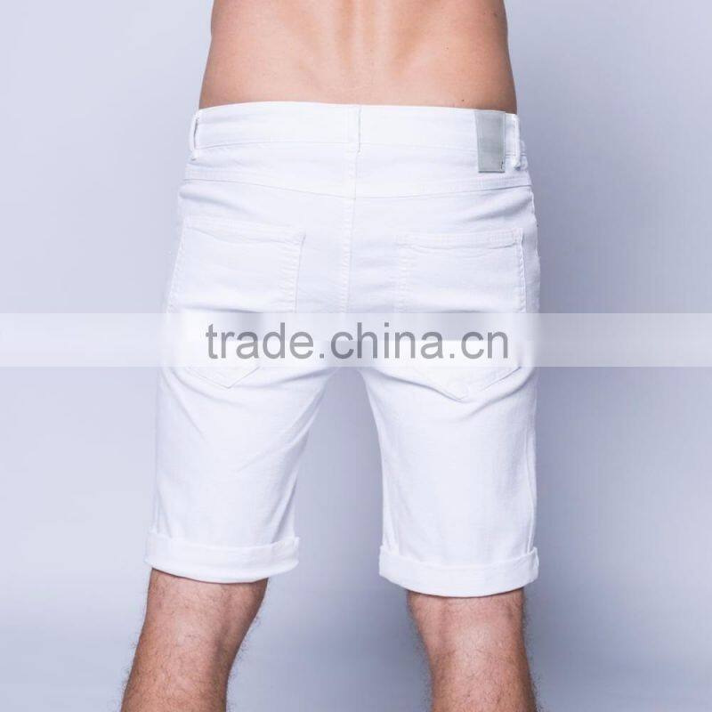 white Ripped Mens Denim Jeans Short Pants Men Distressed Denim Shorts