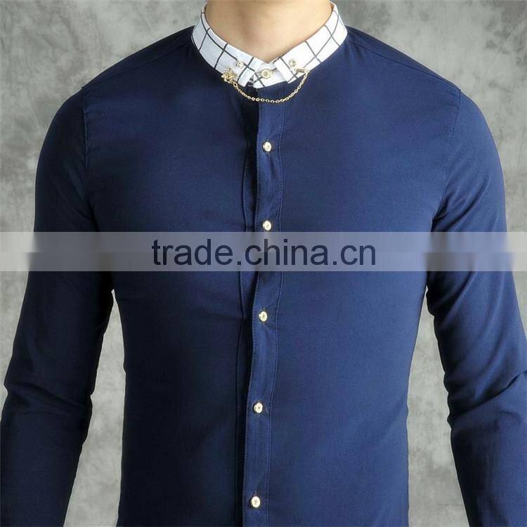 2016 Fashion design button down long sleeve slim fit jeans shirt