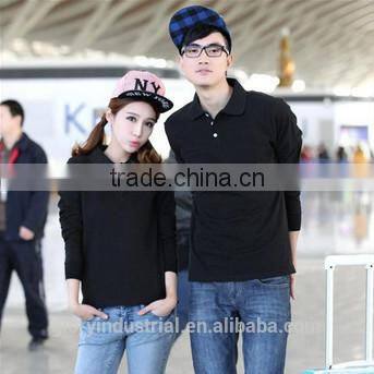 New design couple long sleeve pique polo shirt